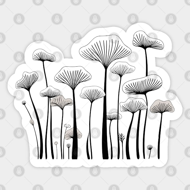 Nordic wild Mushrooms one line art Sticker by Sara-Design2